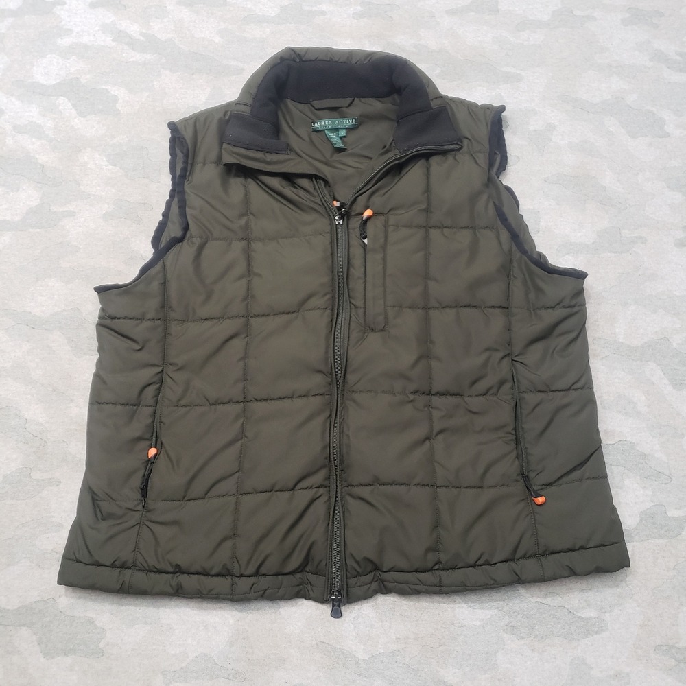 Lauren Active Ralph Lauren Puffer Vest Womens Large Green Quilted Old Money